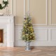 Glitzhome 2PK 4ft Pre-Lit Pine Artificial Christmas Porch Tree with 130 Warm White Lights and Pinecones