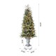 Glitzhome 2PK 5ft Pre-Lit Pine Artificial Christmas Porch Tree with 180 Warm White Lights and Pinecones