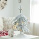 Glitzhome 2ft Lighted Pre-Lit Downward Wrapped Flocked Pine Artificial Christmas Greenery Table Tree(Includes Timer)