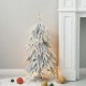 Glitzhome 3ft Lighted Pre-Lit Downward Wrapped Flocked Pine Artificial Christmas Greenery Table Tree(Includes Timer)