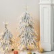 Glitzhome 3ft Lighted Pre-Lit Downward Wrapped Flocked Pine Artificial Christmas Greenery Table Tree(Includes Timer)