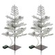 Glitzhome 2PK 2ft Lighted Pre-Lit Upward Wrapped Flocked Pine Artificial Christmas Greenery Table Tree(Includes Timer)