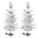 Glitzhome 2PK 3ft Lighted Pre-Lit Upward Wrapped Flocked Pine Artificial Christmas Greenery Table Tree(Includes Timer)