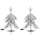 Glitzhome 2PK Lighted 2ft Pre-Lit Downward Wrapped Flocked Pine Artificial Christmas Greenery Table Tree(Includes Timer)