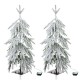 Glitzhome 2PK 3ft Lighted Pre-Lit Downward Wrapped Flocked Pine Artificial Christmas Greenery Table Tree(Includes Timer)