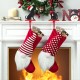 Glitzhome Set of 2 21.75"H 3D Fabric Christmas Gnome Stripes & Dots Stocking