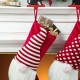 Glitzhome Set of 2 21.75"H 3D Fabric Christmas Gnome Stripes & Dots Stocking