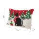 Glitzhome 18"L x 12"H Hooked Christmas Cat Pillow