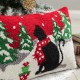 Glitzhome 18"L x 12"H Hooked Christmas Cat Pillow