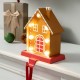 Glitzhome 6.75"H Marquee LED Metal Gingerbread House Christmas Stocking Holder