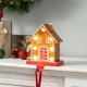 Glitzhome 6.75"H Marquee LED Metal Gingerbread House Christmas Stocking Holder