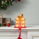 Glitzhome 6.75"H Marquee LED Metal Gingerbread House Christmas Stocking Holder