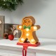 Glitzhome 7.25"H Marquee LED Gingerbread Man Christmas Stocking Holder