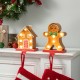 Glitzhome Set of 2 Marquee LED Gingerbread House & Gingerbread Man Christmas Stocking Holder
