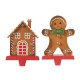 Glitzhome Set of 2 Marquee LED Gingerbread House & Gingerbread Man Christmas Stocking Holder