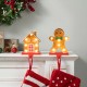 Glitzhome Set of 2 Marquee LED Gingerbread House & Gingerbread Man Christmas Stocking Holder