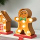 Glitzhome Set of 2 Marquee LED Gingerbread House & Gingerbread Man Christmas Stocking Holder