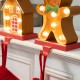 Glitzhome Set of 2 Marquee LED Gingerbread House & Gingerbread Man Christmas Stocking Holder