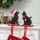 Glitzhome Set of 2 Wooden/Metal Cat & Dog Christmas Stocking Holder