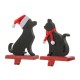 Glitzhome Set of 2 Wooden/Metal Cat & Dog Christmas Stocking Holder