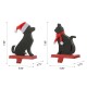 Glitzhome Set of 2 Wooden/Metal Cat & Dog Christmas Stocking Holder