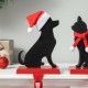 Glitzhome Set of 2 Wooden/Metal Cat & Dog Christmas Stocking Holder