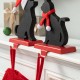 Glitzhome Set of 2 Wooden/Metal Cat & Dog Christmas Stocking Holder