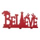 Glitzhome 14.5"L Wooden/Metal "BELIEVE" Christmas Stocking Holder