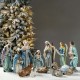 Glitzhome 12pcs Oversized Deluxe Blue Resin Nativity Scene Figurine Set