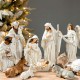 Glitzhome 12pcs Ivory Resin Nativity Scene Figurine Set