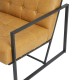 Glitzhome 31.50"H Camel PU Leather Button-tufted Accent Arm Chair with Black Metal Frame