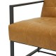 Glitzhome 31.50"H Camel PU Leather Button-tufted Accent Arm Chair with Black Metal Frame