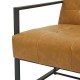 Glitzhome Set of 2 Camel PU Leather Button-tufted Accent Arm Chair with Black Metal Frame