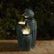 Glitzhome 27.25"H 3-Tier Turquoise Embossed Pattern Outdoor Ceramic Pots Fountain with Pump and LED Light