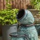 Glitzhome 27.25"H 3-Tier Turquoise Embossed Pattern Outdoor Ceramic Pots Fountain with Pump and LED Light