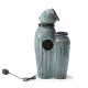 Glitzhome 27.25"H 3-Tier Turquoise Embossed Pattern Outdoor Ceramic Pots Fountain with Pump and LED Light