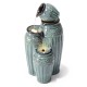 Glitzhome 27.25"H 3-Tier Turquoise Embossed Pattern Outdoor Ceramic Pots Fountain with Pump and LED Light