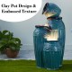 Glitzhome 27.25"H 3-Tier Turquoise Embossed Pattern Outdoor Ceramic Pots Fountain with Pump and LED Light