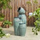 Glitzhome 27.25"H 3-Tier Turquoise Embossed Pattern Outdoor Ceramic Pots Fountain with Pump and LED Light