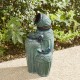 Glitzhome 27.25"H 3-Tier Turquoise Embossed Pattern Outdoor Ceramic Pots Fountain with Pump and LED Light