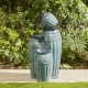 Glitzhome 27.25"H 3-Tier Turquoise Embossed Pattern Outdoor Ceramic Pots Fountain with Pump and LED Light