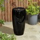 Glitzhome 29.25"H Oversized Black Outdoor Ceramic Pot Fountain with Pump and LED Light