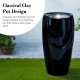 Glitzhome 29.25"H Oversized Black Outdoor Ceramic Pot Fountain with Pump and LED Light