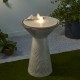 Glitzhome 27.5"H Sand Beige Two Birds Embossed Fern Fronds Pattern Pedestal Outdoor Ceramic Birdbath Fountain with Pump and LED Light