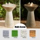 Glitzhome 27.5"H Sand Beige Two Birds Embossed Fern Fronds Pattern Pedestal Outdoor Ceramic Birdbath Fountain with Pump and LED Light