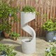 Glitzhome 40.25"H Mid Century Modern Oversized Faux Terrazzo Spiral Shaped Polyresin Outdoor Fountain with Pump and LED Light