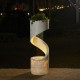 Glitzhome 40.25"H Mid Century Modern Oversized Faux Terrazzo Spiral Shaped Polyresin Outdoor Fountain with Pump and LED Light