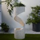 Glitzhome 40.25"H Mid Century Modern Oversized Faux Terrazzo Spiral Shaped Polyresin Outdoor Fountain with Pump and LED Light