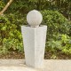 Glitzhome 40.25"H Modern Oversized Faux Terrazzo Geometric Pedestal and Sphere Polyresin Outdoor Fountain with Pump and LED Light