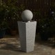 Glitzhome 40.25"H Modern Oversized Faux Terrazzo Geometric Pedestal and Sphere Polyresin Outdoor Fountain with Pump and LED Light